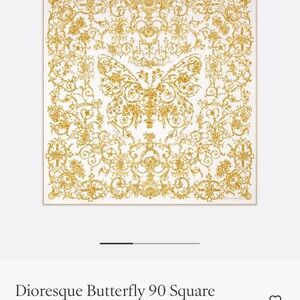 Gold and White Butterfly Square Scarf